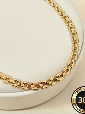 NEW! Elegant Gold Box-Link Necklace. Luxury Snake Necklace. 💛 A8-274